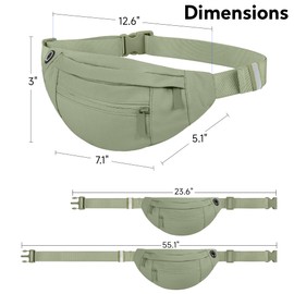 Viqueen Fashion Large Fanny Waist Pack Crossbody Belt Bag for Women and Men,Lightweight Bag with Zipper and Pockets,Water Resistant,Hands Free Phone Carrying,for Running,Sports(Khaki Green)