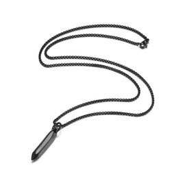 Jovivi Mens Necklace, Black Stainless Steel Pendant Necklace for Men Men's Jewellery Valentines Boyfriend Gifts for Him Husband Dad Fathers Day Birthday Anniversary