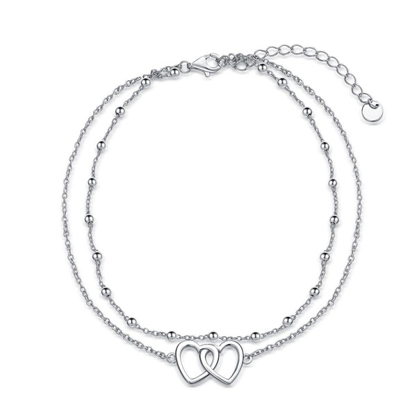 Feeot Anklet for Women 925 Sterling Silver Heart Adjustable Beach