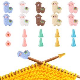 20pcs Knitting Needle Stoppers, 10 Alpaca and 10 Tapered Knitting Needle Tips Stoppers Silicone Knitting Needle Point Protectors Stitch Stoppers for Larger Size Knitting Needle