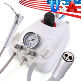 Unbranded Portable Dental Turbine Unit 3 Way Syringe Work with Air Compressor 2/4 Holes US - 4 Hole Handpiece Tubing