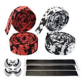 Lystaii 4 Rolls Bicycle Bar Tapes EVA Camouflage Bike Handlebar Tapes Comfort Road Bike Bar Tape with Bar End Plugs and and 4 Finishing Tapes for Cycling Handle Wraps Touring Cycling and Road Racing