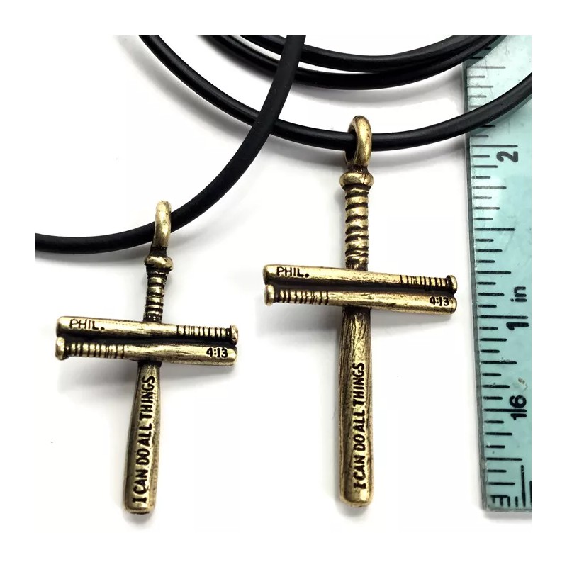 Forgiven Jewelry Baseball Bat Cross Necklace Brass SMALL (CLBB) Phil