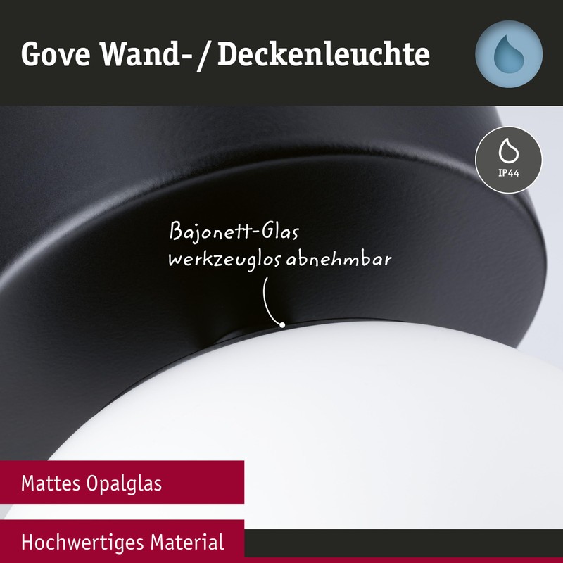 Paulmann 71071 LED Ceiling luminaire Selection Bathroom Gove IP44 3000K