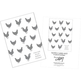 Primitives by Kathy Set of 8 Rooster & Hen Rise and Shine Mother Clucker Notecards with Envelopes