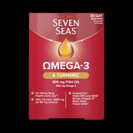 Seven Seas Omega-3 Fish Oil & Vitamin D Plus Turmeric 30 Tablets & 30 Capsules (1 Month Supply)
