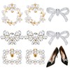 Juexica 4 Pairs Rhinestone Pearl Shoe Clips Crystal Shoe Buckles