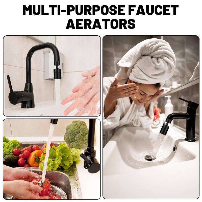360° Swivel Tap Attachment, M22/M24 Rotating Water Saver with 2