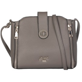 Mabel London Stylish Small Crossbody Tote for Women – Twist Lock Vegan Leather Shoulder & Messenger Bag with Zip Pockets – Liz (Deep Grey)