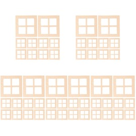 YARNOW 20 Pcs Miniature Wooden Dollhouse Windows 1/12 Scale Unpainted Mini Window Frames for DIY Doll Accessories and Home Decor