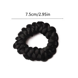 4 Pcs Wig Braided Elastic Hair Bands, No-Damage Ponytail Holders for Women Girls, Wig Imitation Head Ropes Hair Ties, Black & Black Brown Accessories
