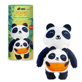 Avenir DIY Sewing Kit for Beginner Kids Arts & Crafts Soft Toy My First Craft Set Includes Mom and Baby Panda Instructions & Plush Felt Materials for Learn to Sew, Embroidery for 6 Years