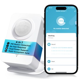WiFi Motion Sensor for Home Security, Smart PIR Motion Detector with Instant App Alerts, No Hub Required 2.4GHz Wireless Sensor, Smart Life/Tuya App, Battery or USB Powered Indoor Motion Sensor