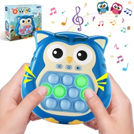Blue Owl Sensory Pop Fidget Toys for Kids 3-12,Handheld Game for Kids,Light Up Fidget Toy,Travel Toys for 3 4 5 6 7 8 9 Year Old,Quick Push Pop Game Christmas Birthday Gifts for Boys and Girls