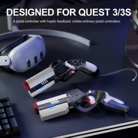 APEXINNO Controller Accessories, Haptic Gun Stock Cover Compatible with Meta Quest 3S and Meta Quest 3, Electric Controller Pistol Grips Enhance VR FPS Games Experience