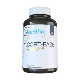 NuEthix Formulations Cort-Eaze - Cortisol Supplement - Health Support Supplement with Ashwagandha, L-Theanine & Rhodiola Rosea - Relaxation and Deep Sleep, 60 Capsules, 30 Servings