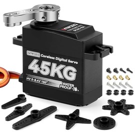 45KG Coreless Servo Motor High Torque Steering: Smraza 8.4V Waterproof Servo Digital Stainless Steel Gear Servo for RC 1/10 1/8 1/12 Scale Car Truck Crawler/Robot/Boat with 25T Servo Horn（180°）