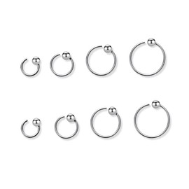 4 Pairs Minimalist 2mm Ball Half Hoop Earrings Set Sterling Silver 925 Simple Wrap Cuff Hoops Small Cartilage Tragus Piercing Stud Earring Nose Rings Studs 681012mm Cute Jewelry Gifts for Women
