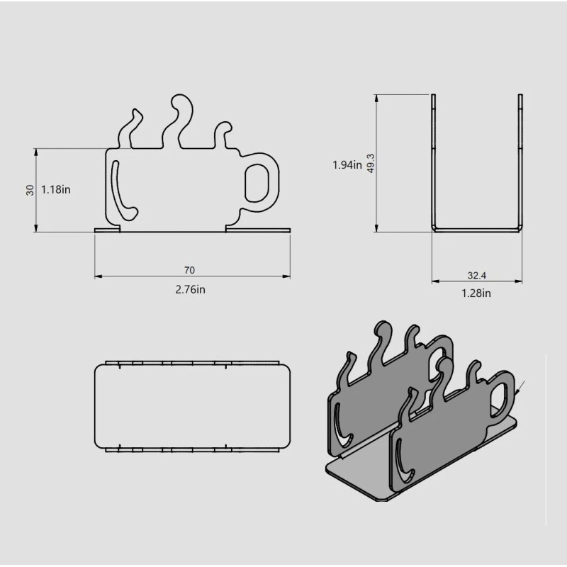 Rattleware Business Card Holder, Stainless Steel, Coffee Cup Design, 05443