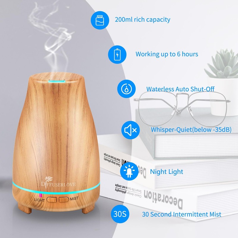 Diffuserlove Essential Oil Diffuser 200ML Aroma Diffuser Mist Humidifiers with