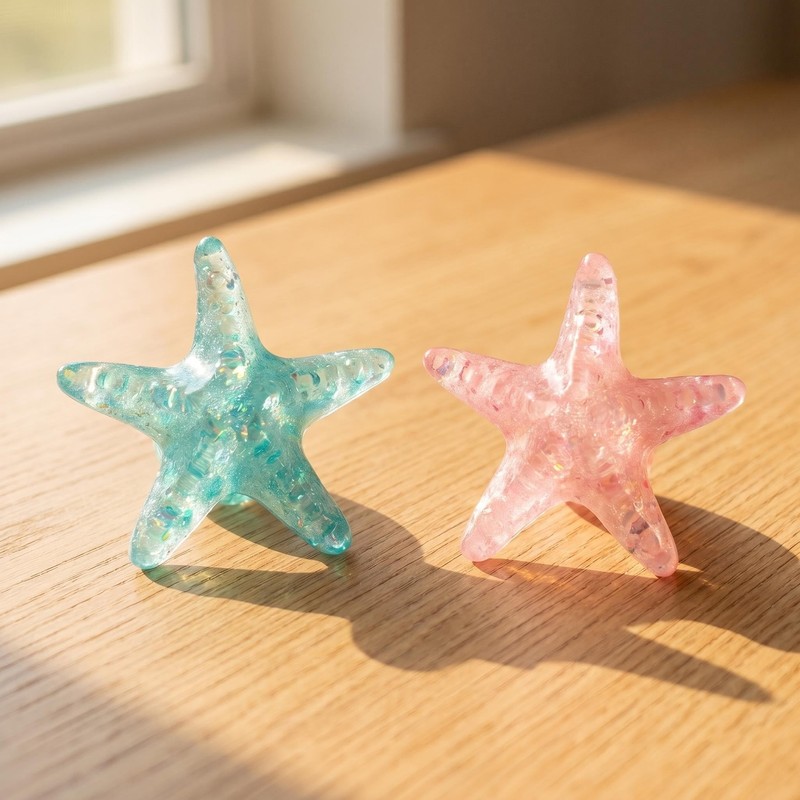 Fruobeyla Starfish Decor for Aquarium, 2-Pack Pink & Blue Fish