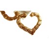 Large Bamboo Heart Hoop Earrings Gold Tone Earrings 3.5 Inch