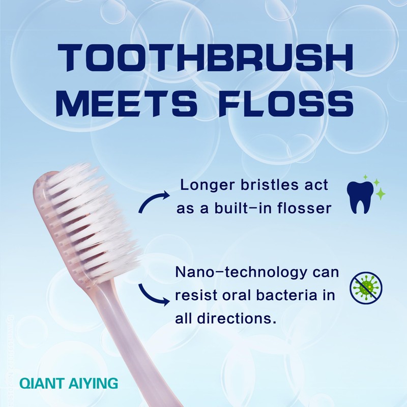 QIANTAIYING Extra Soft Toothbrush 6-Pack, Regular Head (3 Colors -