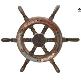 Decor Nautical Wall Decor Wooden Ship Wheel Rustic Vintage Boat Steering Wheel - Small