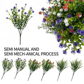 LUMITRRA 6 Bündel Künstliche Blumen, Balkon Kunstblumen Wetterfest, Kunstpflanzen, Außen Blumenstrauß Pflanzen, UV-Beständig Balkonpflanzen Für Wohnkultur, Hochzeit, Balkon Garten Deko