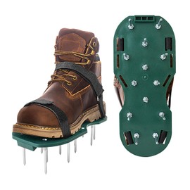 Gunpla Nail shoes with fastener, lawn aerator shoes with 6 cm steel spikes, for garden lawn aeration and ventilation, green, includes wrench