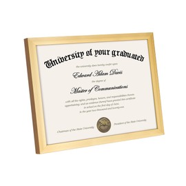 upsimples Certificate Frame with High Definition Glass, 8.5 by 11 Picture Diploma Document Frames for Wall and Tabletop, Gold 5 Pack