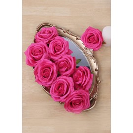 NEVISI Artificial Flower Fake Rose Silk Rose 16Pcs Real Looking Fake Flowers with Stems for DIY Wedding Bouquets Tables Centerpieces Floral Arrangements Festival Decoration (Hot Pink)