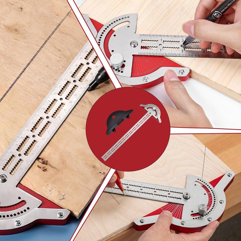 13in Woodworking Scriber Marking Line Ruler, Adjustable Stainless Steel Sliding