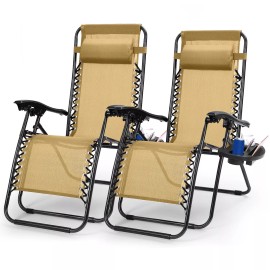 NewHome 2x Relax Recliners Patio Chairs Adjustable Steel Mesh Zero Gravity Lounge Chair