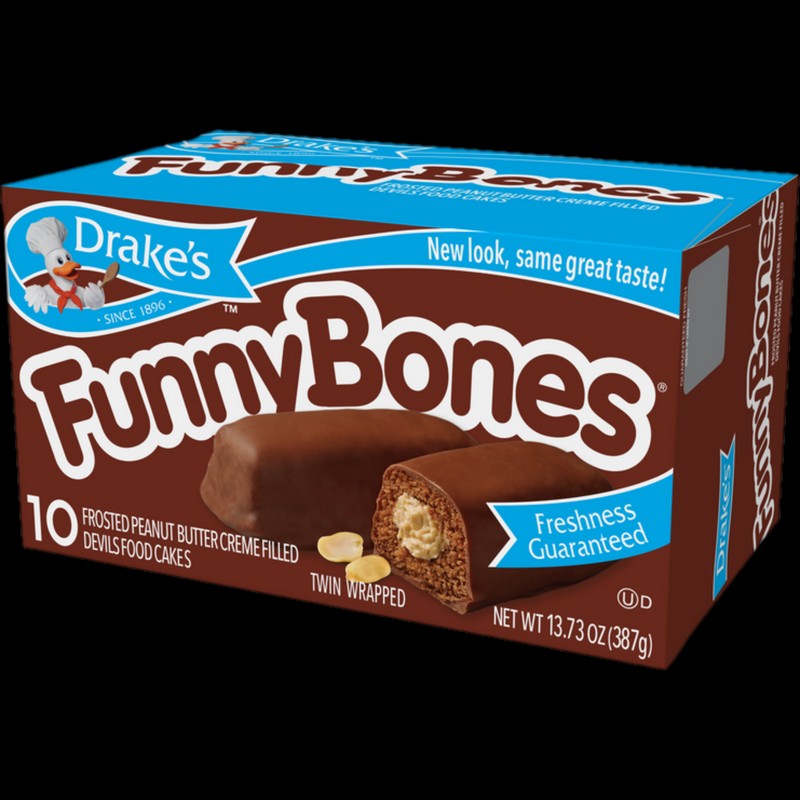 Drake's Funny Bones, 12 Boxes, 120 Twin-Wrapped Peanut Butter Creme-Filled