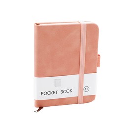 CiciIng Notebook Small A7, Pocket Notebook with Elastic Closure, Mini Notebooks with Pen Holder, Pockets Journal Notepad for School Office Work (Pink)