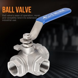 Válvula de Bola para Tubería Diseño de Tres Vías DN15 Válvula Tipo T de 1/2 Pulgada Fabricada en Acero Inoxidable SUS304 Adecuada para Agua Aceite y Gas