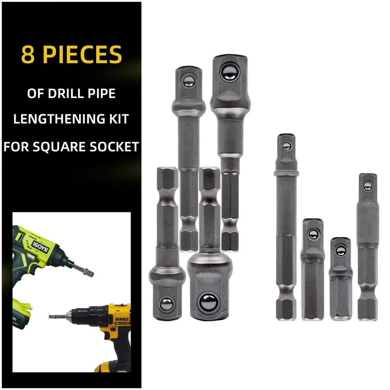 AMZSKU Socket Adapter, 8 Piece Set, 1/4" Hex Adapter to