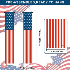4th of July 250th Anniversary Door Banner Decorations – Red White Blue American Flag Hanging Porch Sign Vertical Patriotic Door Cover for Independence Day Party, Outdoor Home Decor