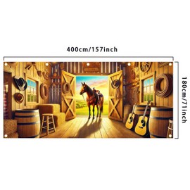 BlissYard 13x6ft Garage Banner Western Backdrop Welcome Garage Door Cover Wild West Horse Barn Decor Background Holiday Photo Props for Spring Summer Indoor Outdoor Wall Rustic Country Decor