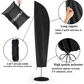 HONLONE Patio Umbrella Cover - Upgraded 420D Oxford Fabric Parasol Cover Cantilever for Outdoor Umbrellas Waterproof with zipper & Rod for 9-11ft Offset Umbrella Cover (110inch (11.8/31.9/17.7inch))