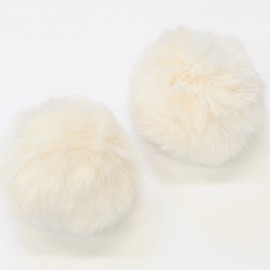 MYmama Fur Ball Approx. 3.1 inches (8 cm) 2 pcs Charm Bombon Eco Fur Faux Fur (White)