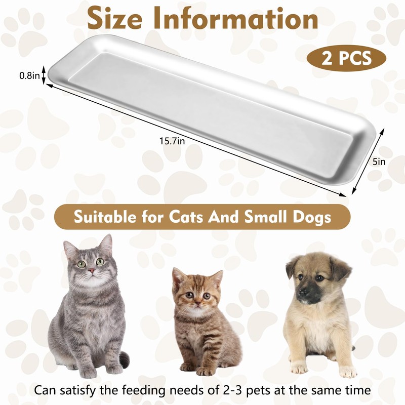 Fhiny 2PCS Stainless Steel Cat Bowls, Non-Slip Extra Wide Metal