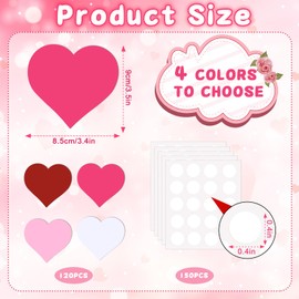 JUNEBRUSHS Heart Cutout, 120Pcs Valentine's Day Cutouts Red Pink White Rose Red Heart Shaped Paper Cutout for Valentines Classroom Bulletin Board Decoration School Craft Projects