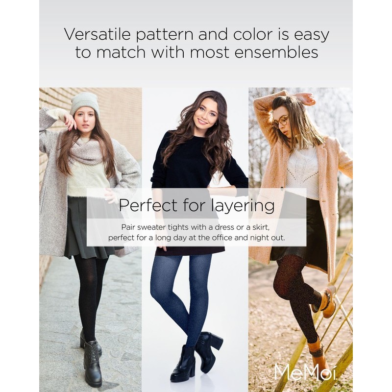 MeMoi Chunkertwine Control Top Tights Black Medium/Large