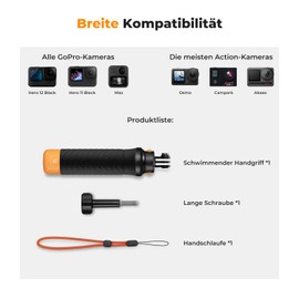 K&F Concept MS17 Float Handle Underwater Handstick Floating Hand Grip Waterproof Handler Selfie Stick for GoPro Hero13/12, DJI Osmo 360, Insta360 One R/RS, DJI Osmo Action 5/4/3