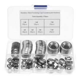 The Lord of the Tools 170pcs Stainless Steel Cup Countersunk Washers #4#6#8#10#12#14#16 Cup Washer Assortment Kit for DIY Production Robotics 3D Printing Equipment