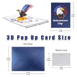 3D Bald Eagle Birthday Card, Independence Day Pop Up Card, Patriotic Card, 4th of July, Flag Day, Veteran's Day, Eagle Scout Gifts, Cards for Mom, Dad Wife, Friend, Coworker, Birthday Mother's Day