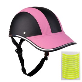 Bicycle Helmet for Adults Small/Large PU Bike Helmet for Women and Men Adjustable Safe 10 Colors Baseball Cap Sunshade 21.7-24.4 INCH Bike Cycling Helmets with 12PCs Reflective Sticker (Pink, Large)