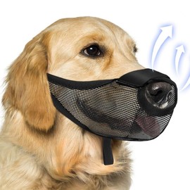 TOEECY Muzzle for Dogs, Dog Muzzle with Adjustable Loop, Breathable, Leaky Nose, Mesh Muzzle Training, Prevents Biting Chewing, Barking, Dog Muzzle for Small, Medium, Large (Black-XL)